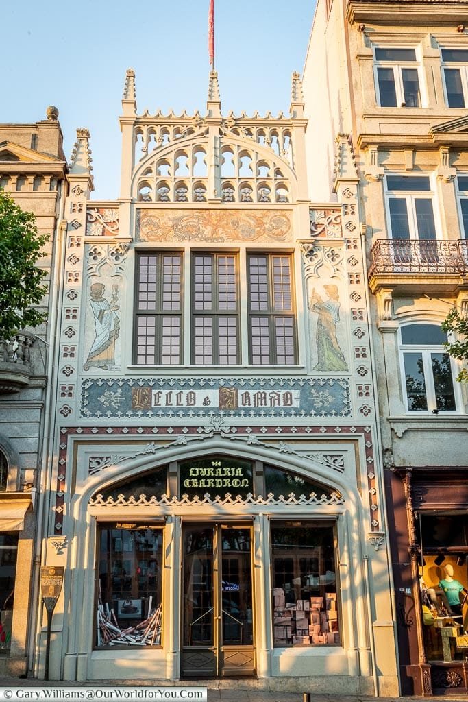 The exterior of Livraria Lello, Porto, Portugal