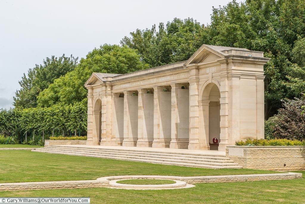 The Bayeux Memorial, at the Bayeux War Cemetery, which commemorates more than 1,800 casualties of the Commonwealth forces who died in Normandy and have no known grave.