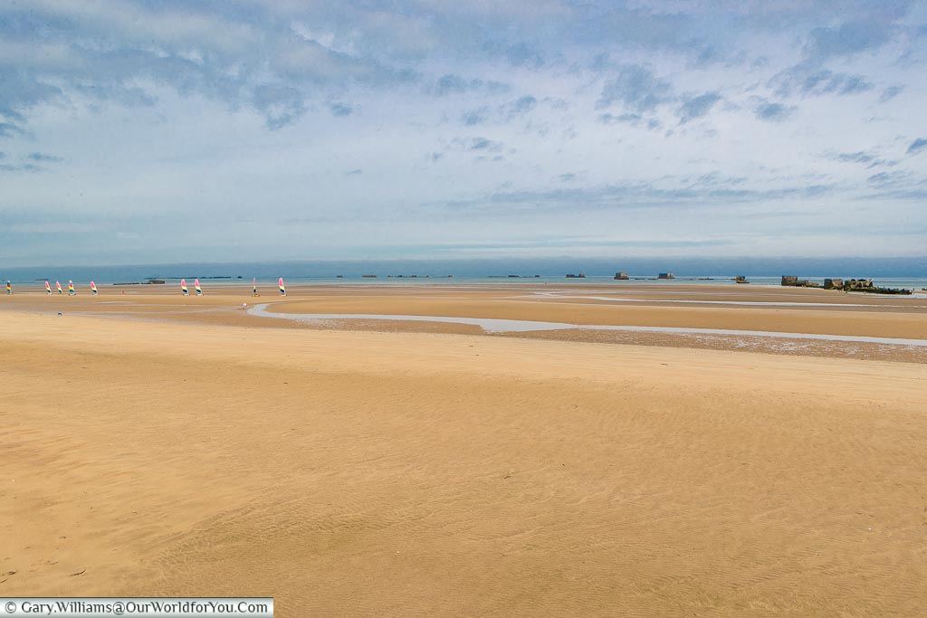 People enjoying Gold Beach, Normandy, France