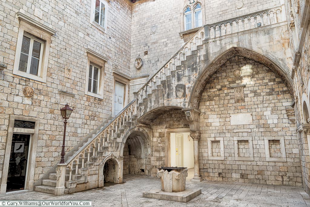 The staircase in the courtyard of the town hall, Trogir, Croatia