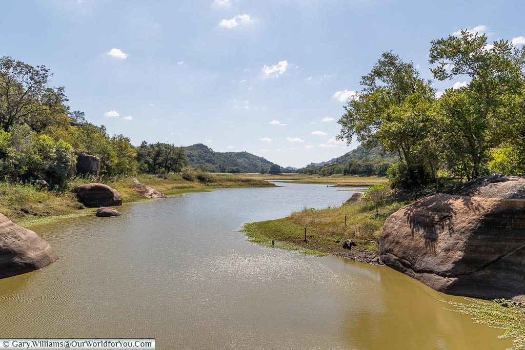 A river on one side of a dammed river in Matobo National Park.