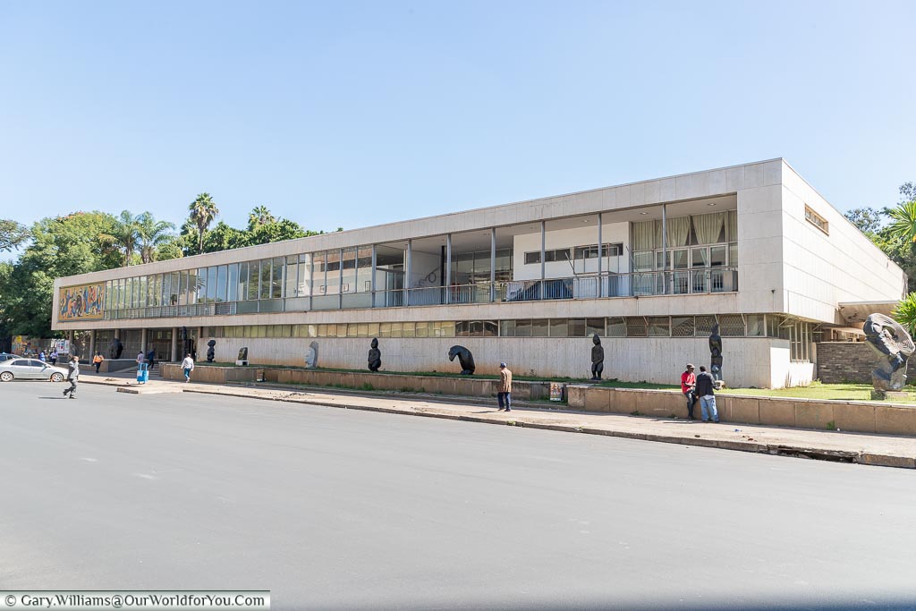 A 1960's low-level building that now houses the National Gallery of Harare.