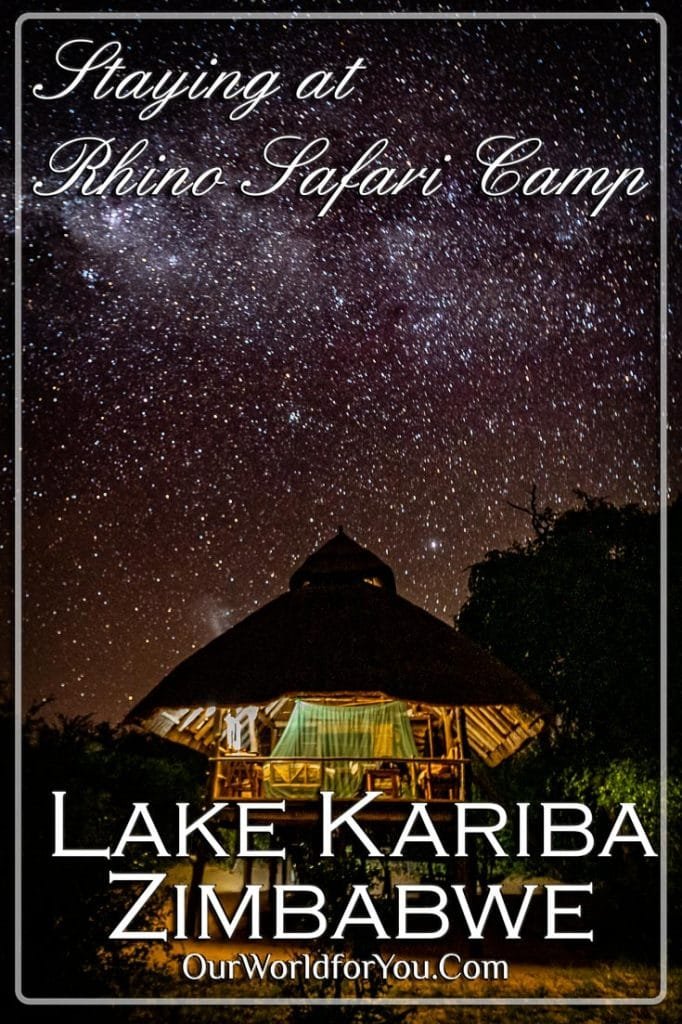 The pin image for our post 'Staying at Rhino Safari Camp, Lake Kariba, Zimbabwe'