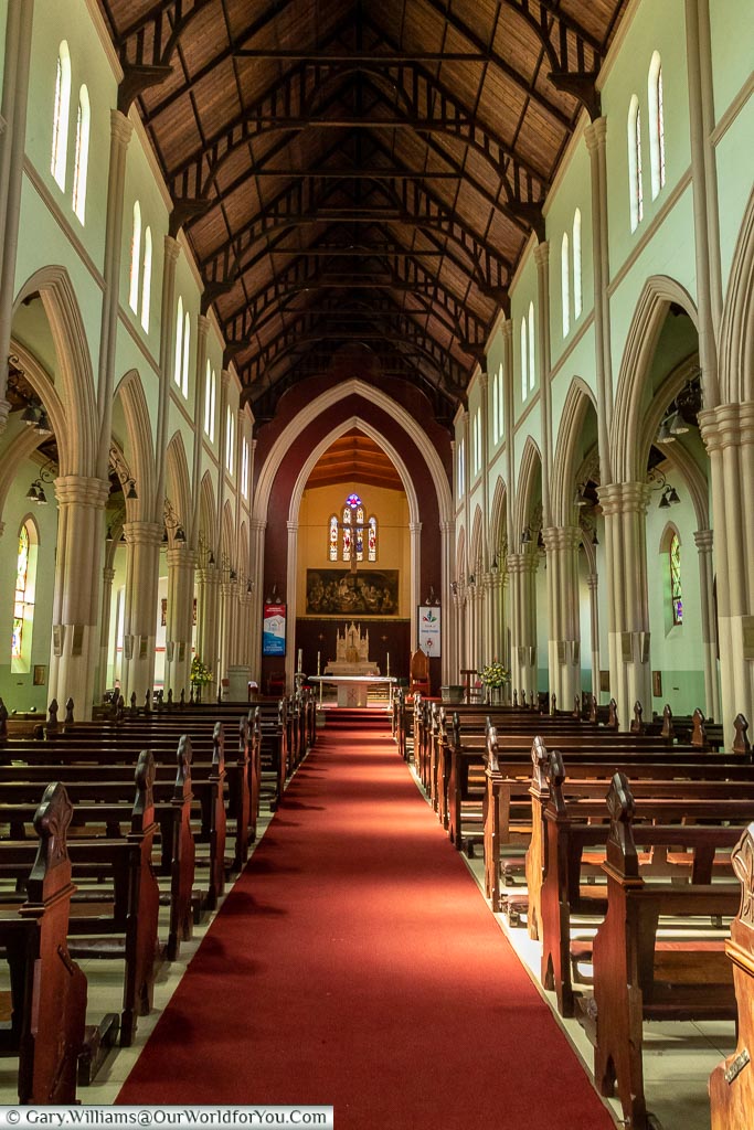 The nave of the Sacred Heart Catholic Cathedral.