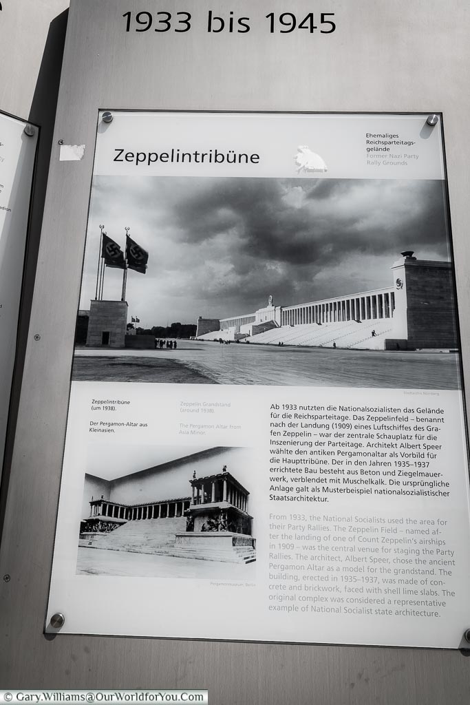 Picture of the Zeppelinfeld Grandstand in its Nazi-era heyday before it was destroyed at the end of the second world war.