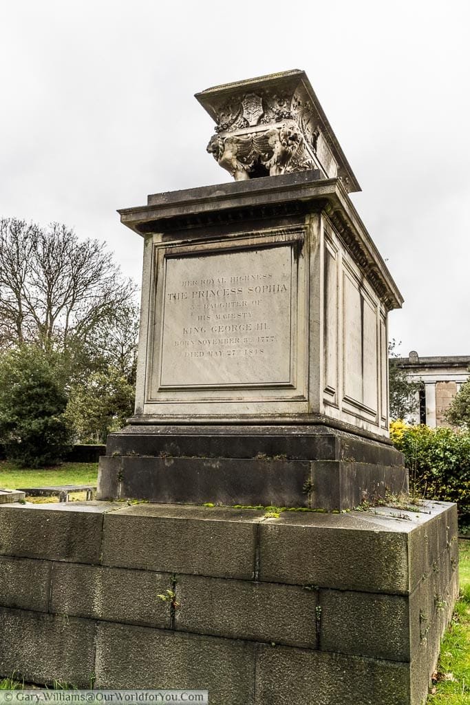 A raised tomb of Princess Sophia, sister of Prince Augustus Frederick and daughter of King George III