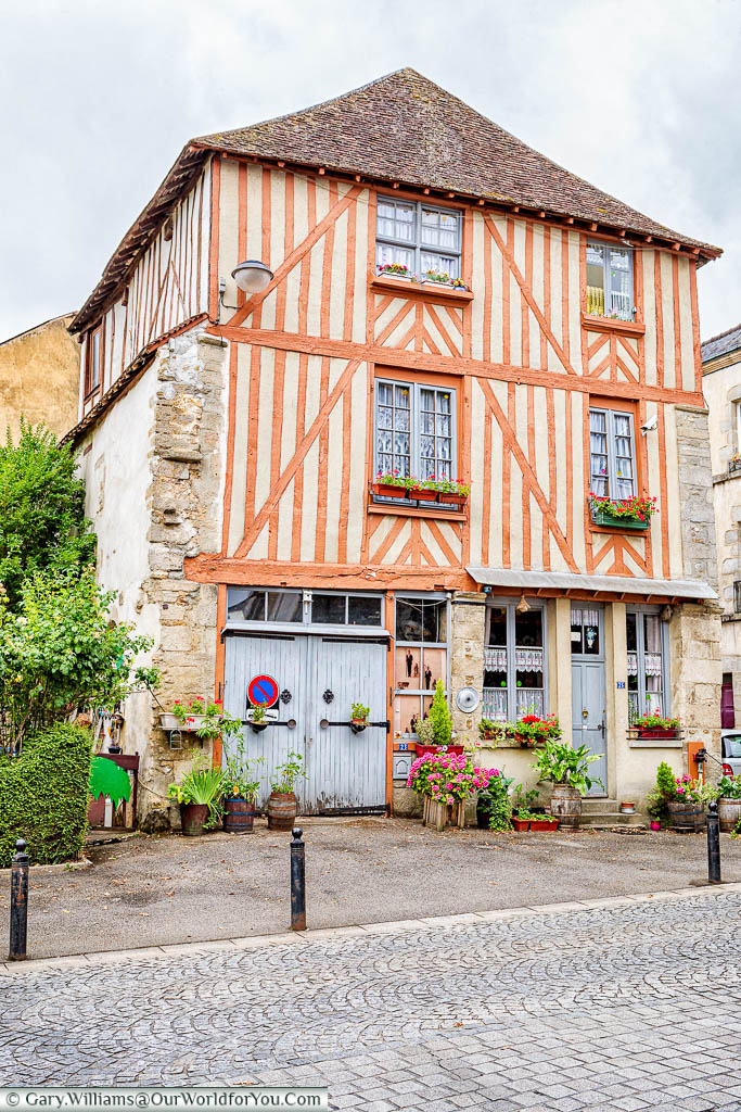 A half-timbered building that is now a private home in the centre of Alençon, Normandy.