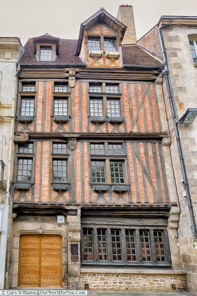 A four storey, half-timbered, building in the centre of Alençon, Normandy