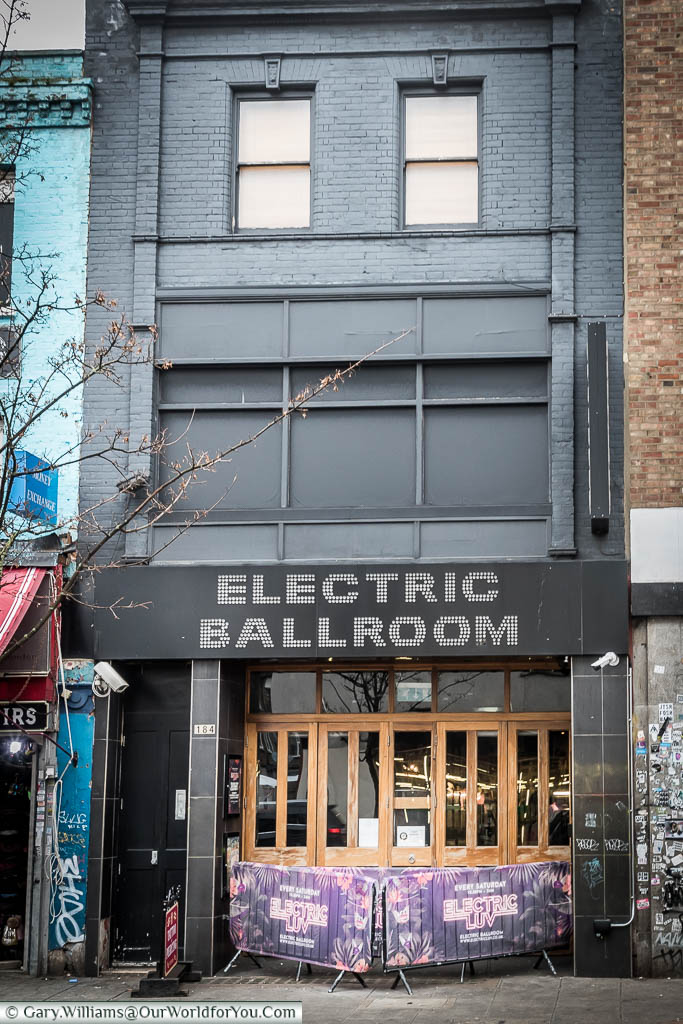 The narrow front to 'The Electric Ballroom' club in Camden.