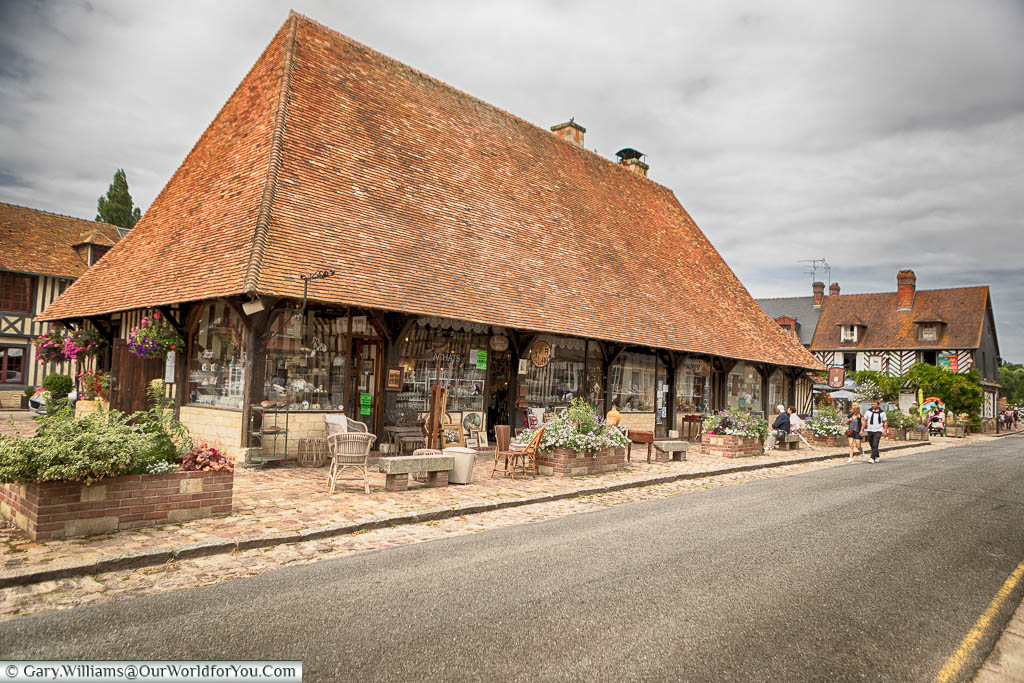 The tiled market building in the very centre of Beuvron-en-Auge in Normandy
