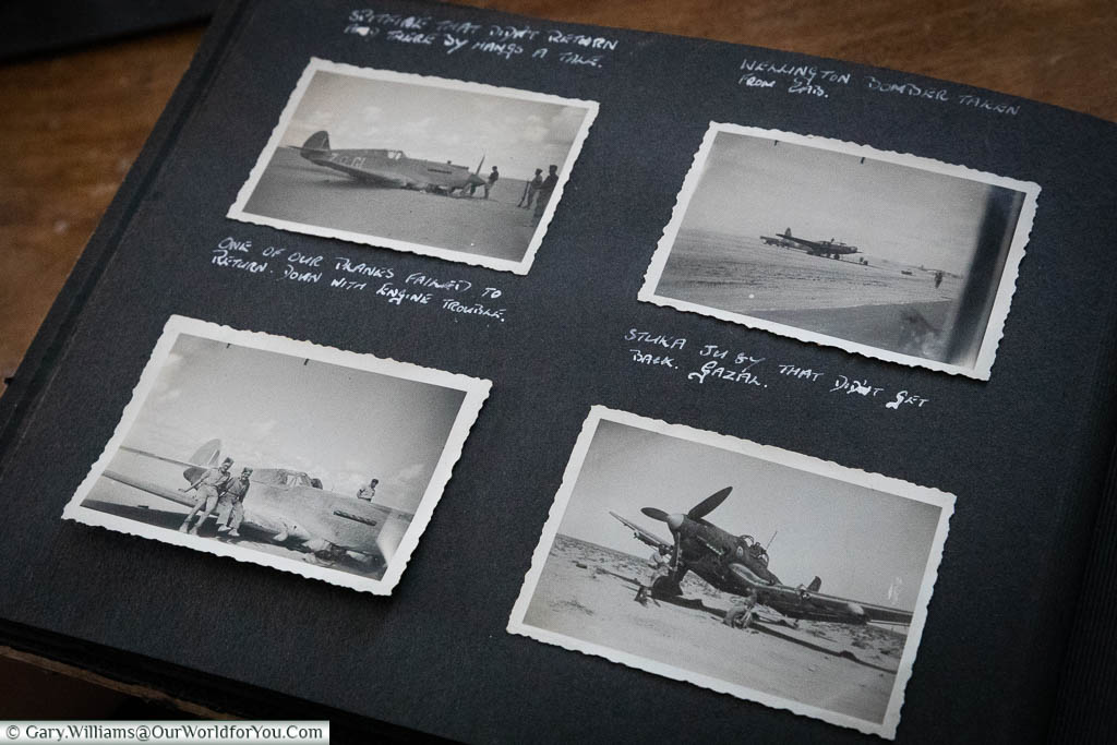 A page with four different aircraft, both enemy & allied, in Pop's photograph album.