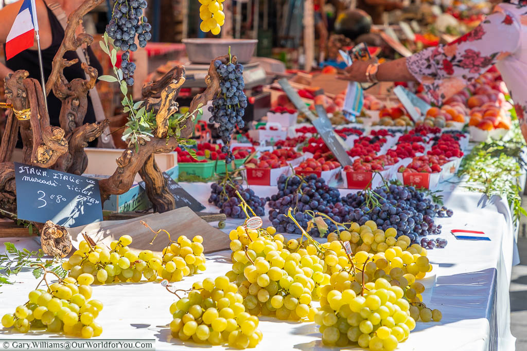 Vibrant fresh Grapes at Cours Saleya market in Nice, France