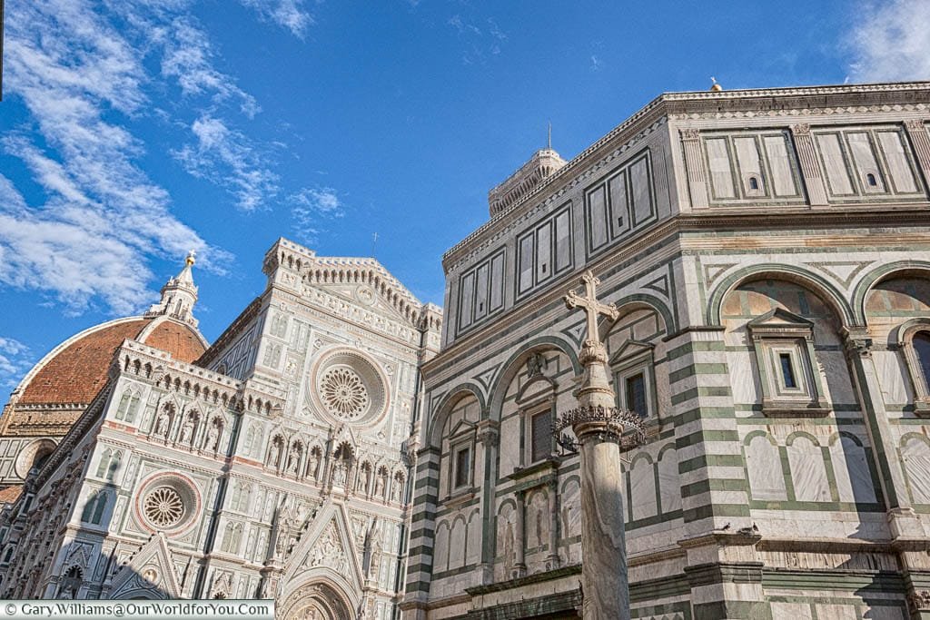 The column of Saint Zanobi in front of the Duomo in Florence, Italy