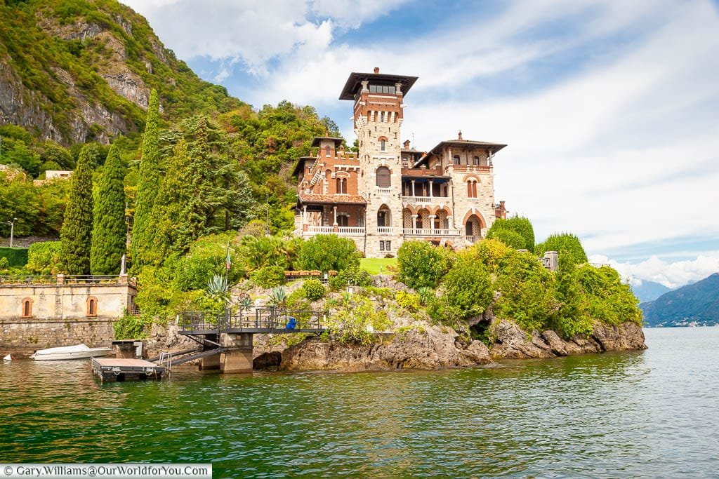 The classic late 19th century, Villa Gaeta as seen from the Lake Como that featured in the James Bond film Casino Royale