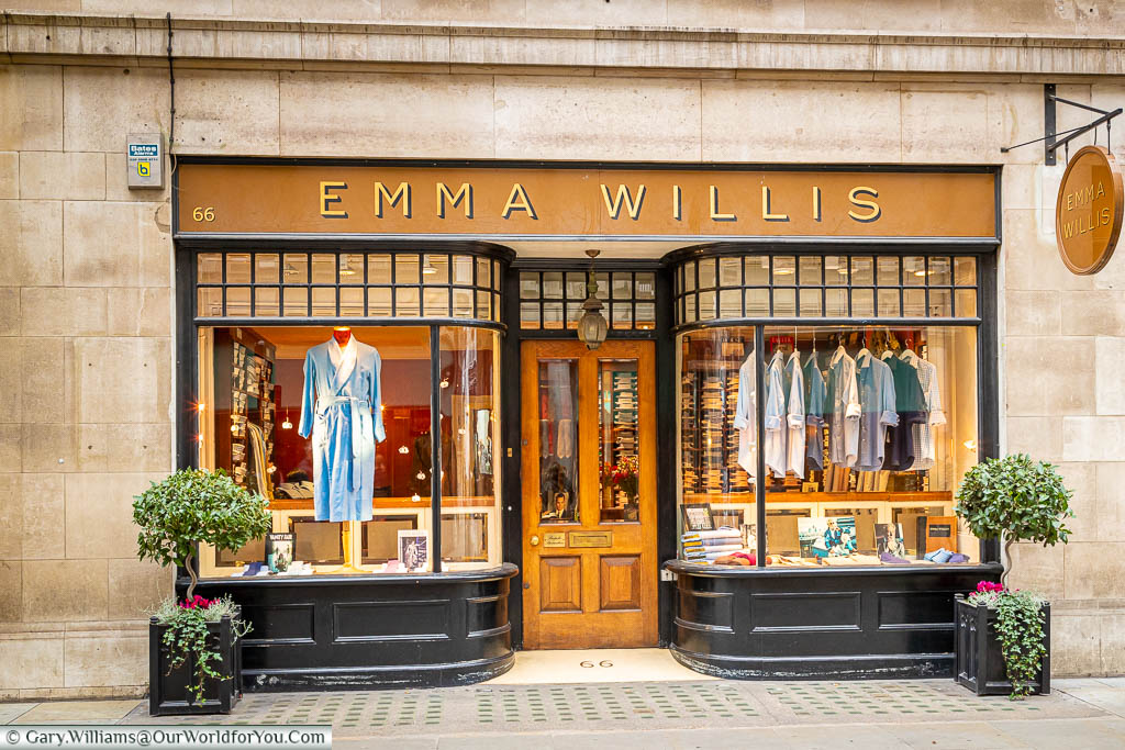 The frontage of the Emma Willis shop on Jermyn Street in the St James's region of London