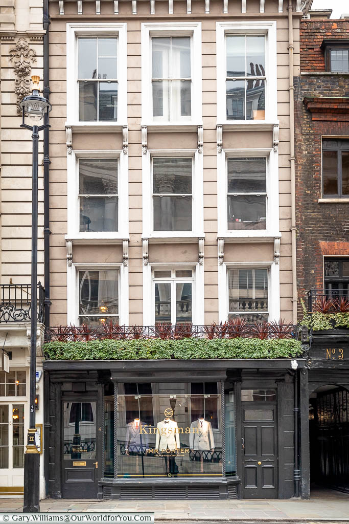 The frontage of the Kingman at Mr Porter, on St James's Steet in the City of Westminster, London