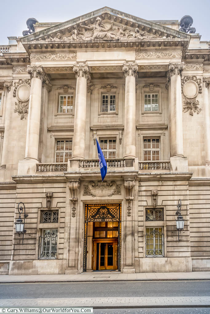 The exterior of the Royal Automobile Club on Pall Mall, in the City of Westminster, London