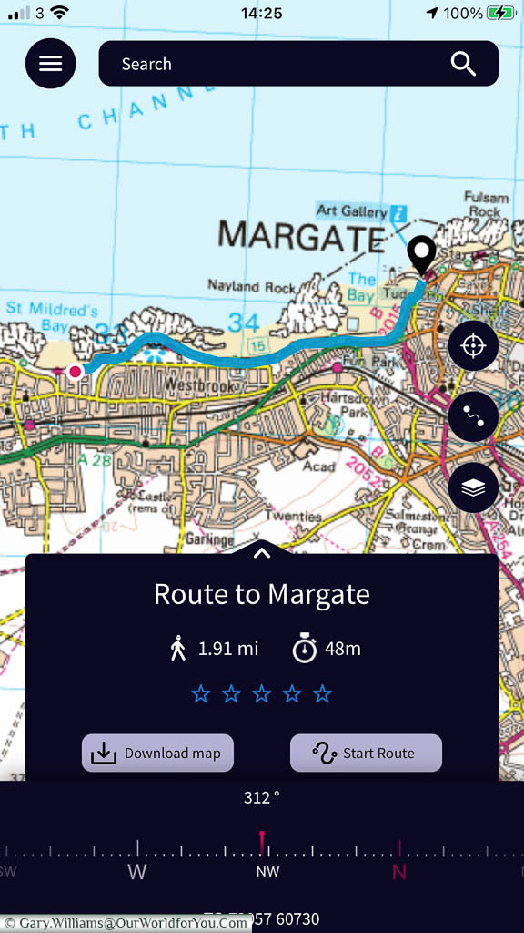 An iOS screenshot from OSMaps of our route details