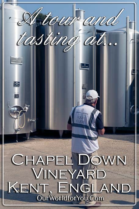 The pin image of our post - 'A tour and tasting at Chapel Down Vineyard in Kent, England'