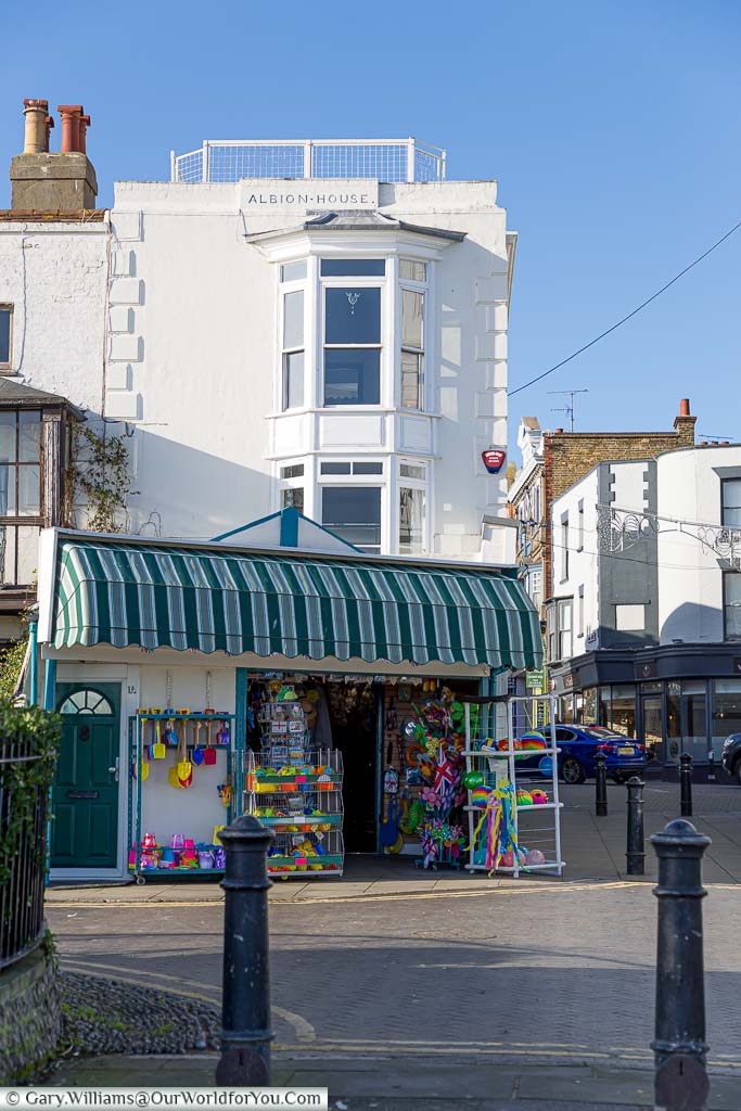 A traditional Bucket and Spade gift shop occupies the lower half of Albion house in Broadstairs.