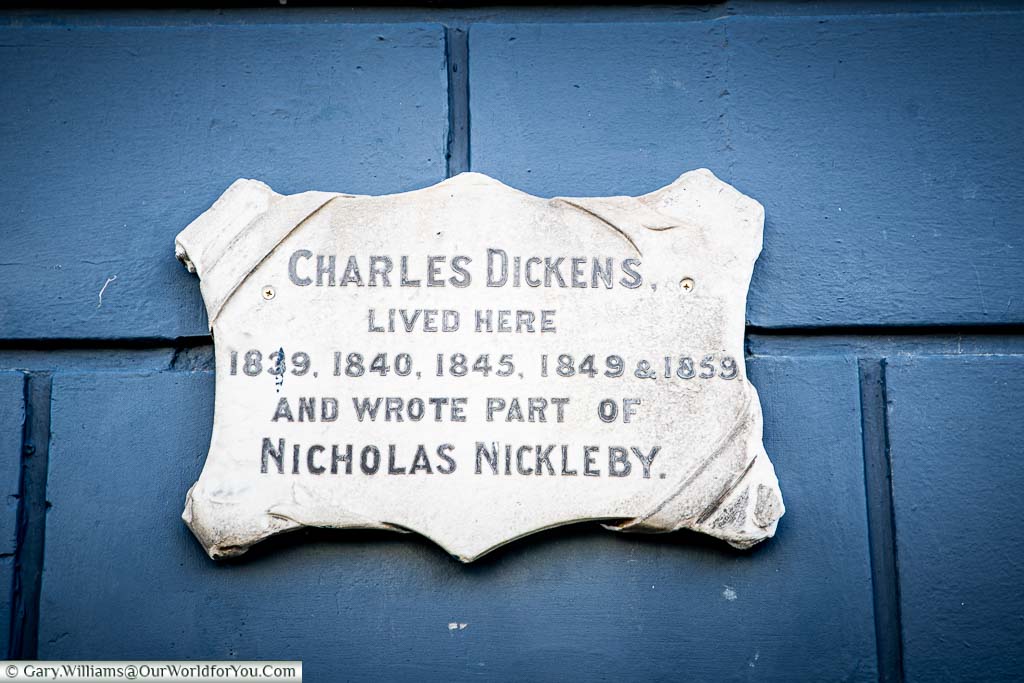 A stone plaque on the Royal Albion the states Charles Dickens lived here in 1839, 1840, 1845, 1849 and 1859 where he wrote part of Nicholas Nickleby