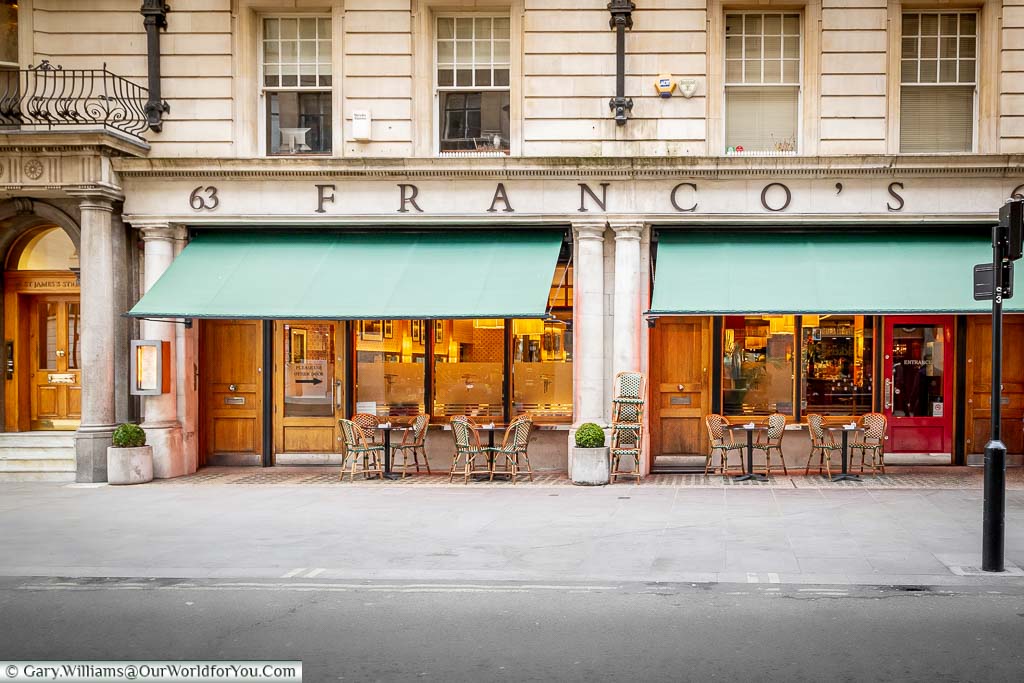 The stylish and historic Italian Franco’s Café on Jermyn Street, London