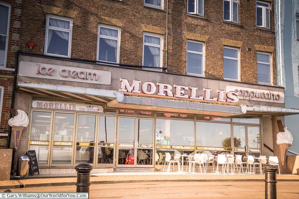 Morelli's an ice cream parlour and coffee shop dating from the 60s. Little in this scene seems to have changed from when the shop would have opened