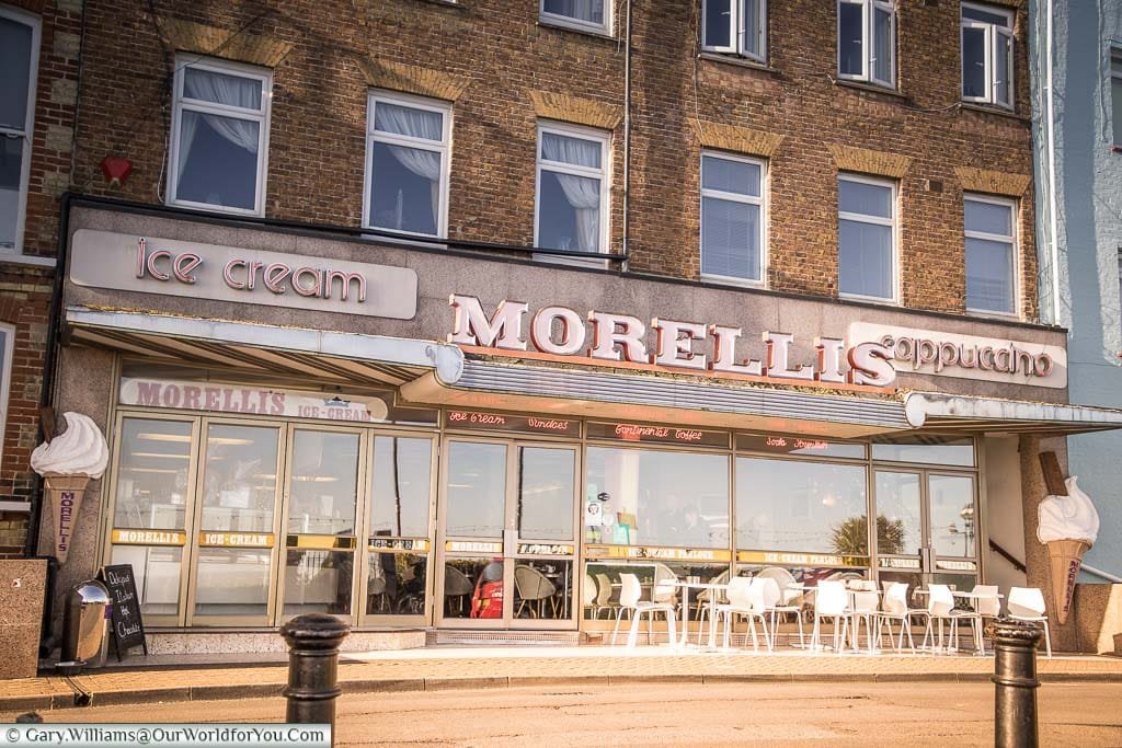 Morelli's an ice cream parlour and coffee shop dating from the 60s. Little in this scene seems to have changed from when the shop would have opened