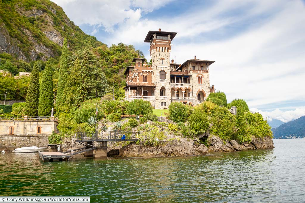 The classic late 19th century, Villa Gaeta as seen from the Lake Como that featured in the James Bond film Casino Royale