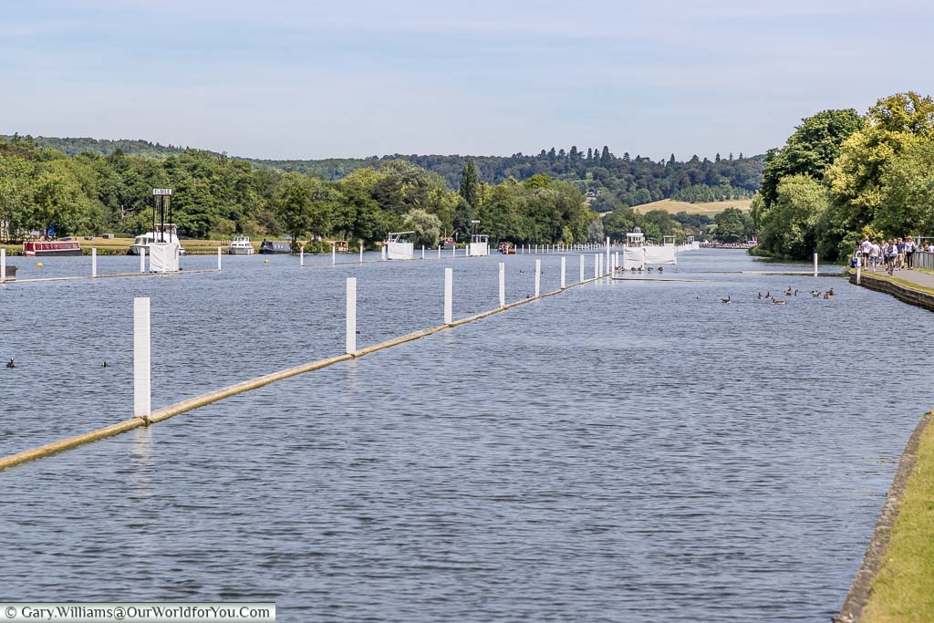 The prepared lanes in the River Thames ready for the Henley Royal Regatta.