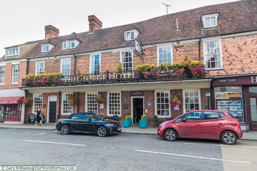 The outside of the historic George hotel in the High Street of Cranbrook