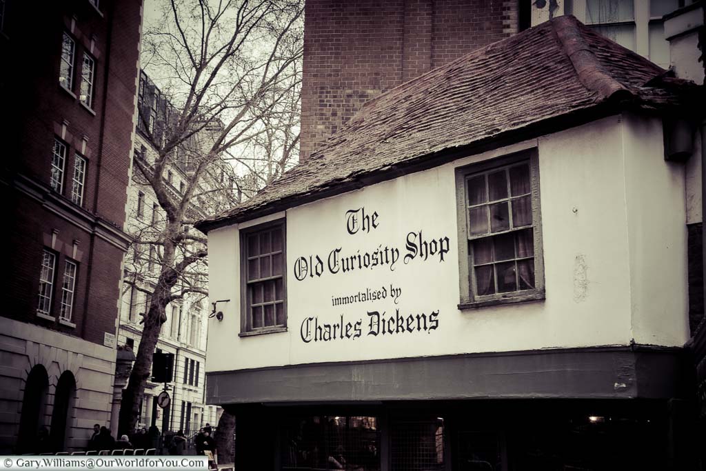 The 16th-century Old Curiosity shop in London tucked away in a side street.