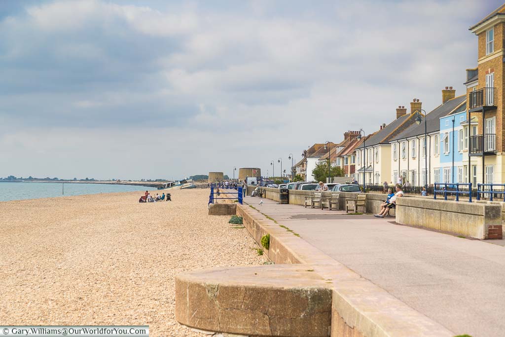 The seafront alongside Marine Parade in Hythe, Kent