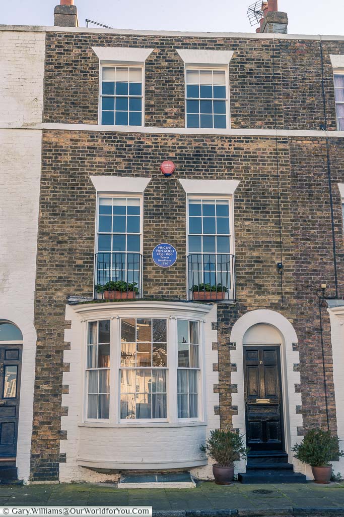 An elegant terraced home Spencer square that was once home to the artist Vincent Van Gough. A blue plaque on the wall tells you he lived here in 1876.