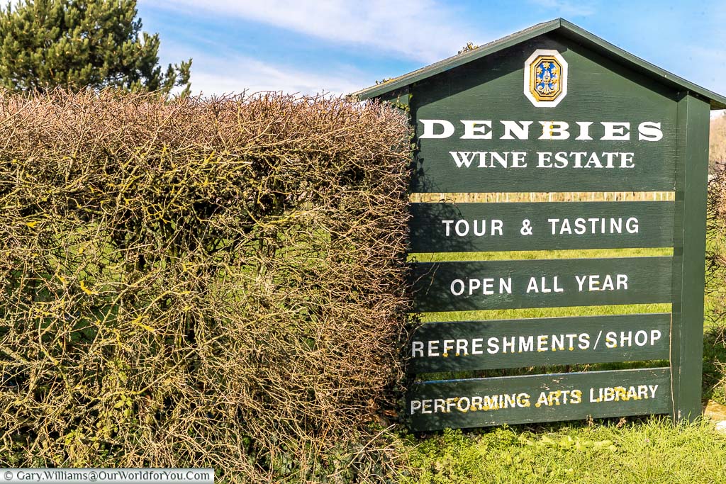 The welcome sign to Denbies wine estate on the outskirts of Dorking.