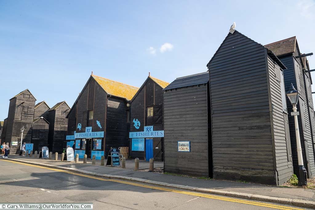 The fresh fish fishmongers based in the wooden black weather-boarded net sheds that sit on the beachside of the Rock-a-Nore region of Hastings