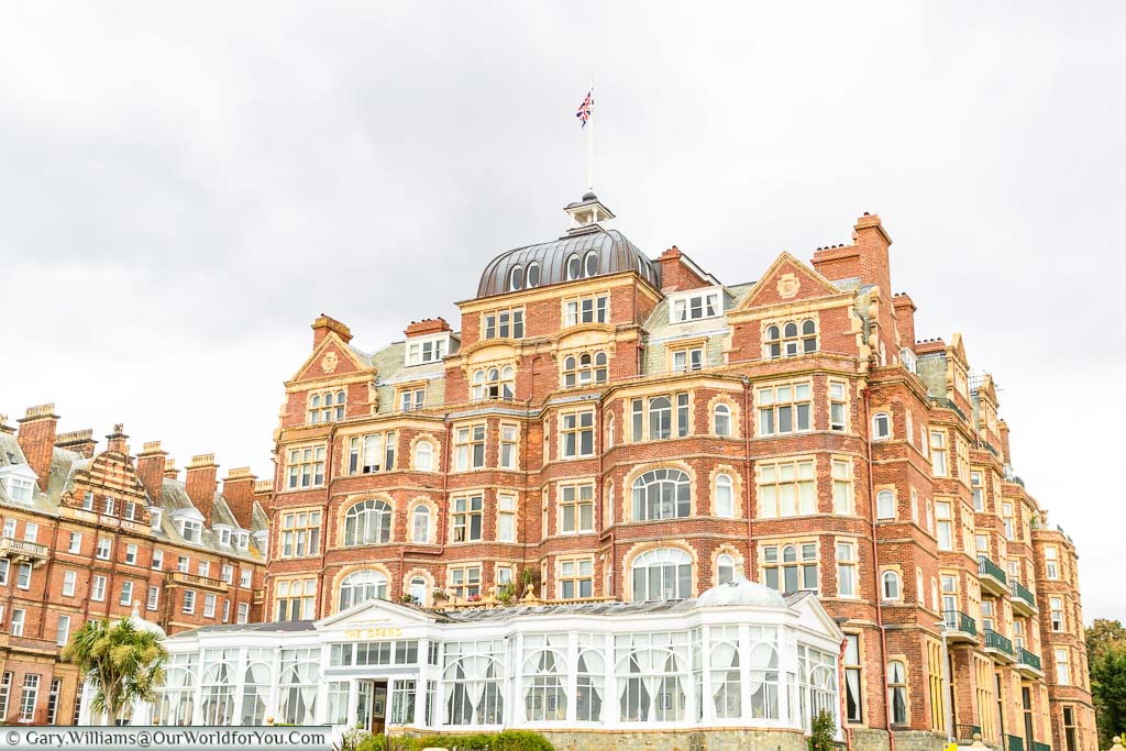 The Grand Hotel, a large red-brick hotel, built in the late Victorian period.