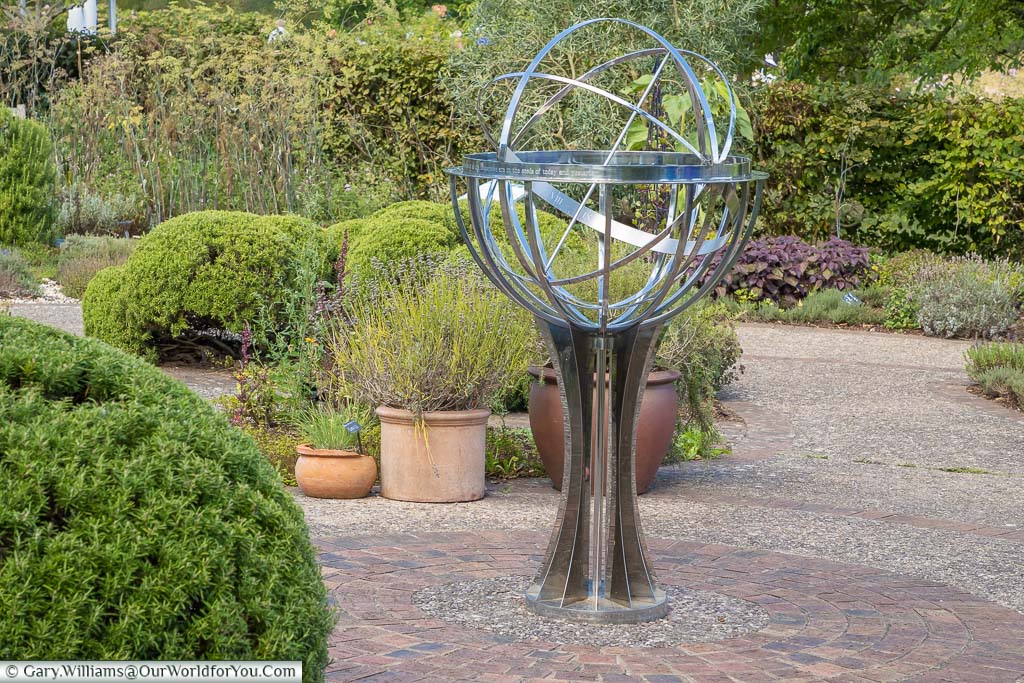 An orbital feature stainless steel is the centrepiece of the Herb Garden.