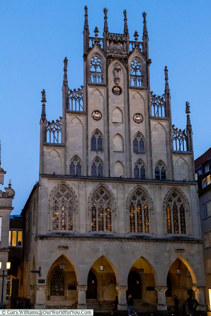 Münster's historic Rathaus has been lovingly restored following it's near destruction during World War Two. The ornate gothic gable end stood as a symbol to the towns Prince Bishop whose own home is a mere 250 meters away.