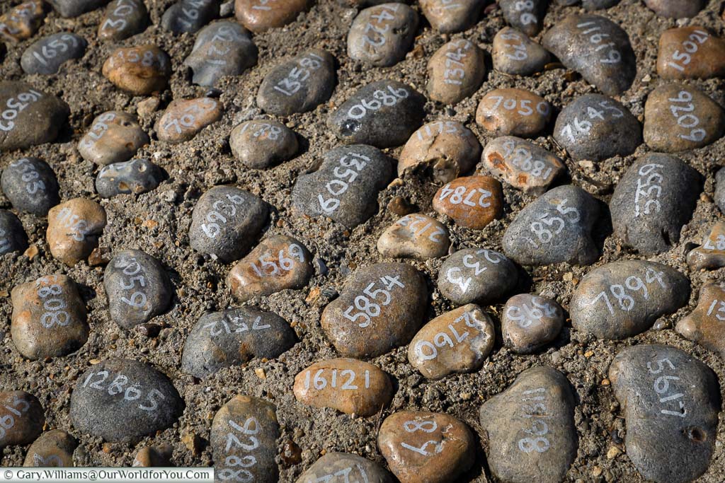A small selection of the numbered stones that make up the ‘Folk Stones’ art installation on the Upper Leas of Folkestone