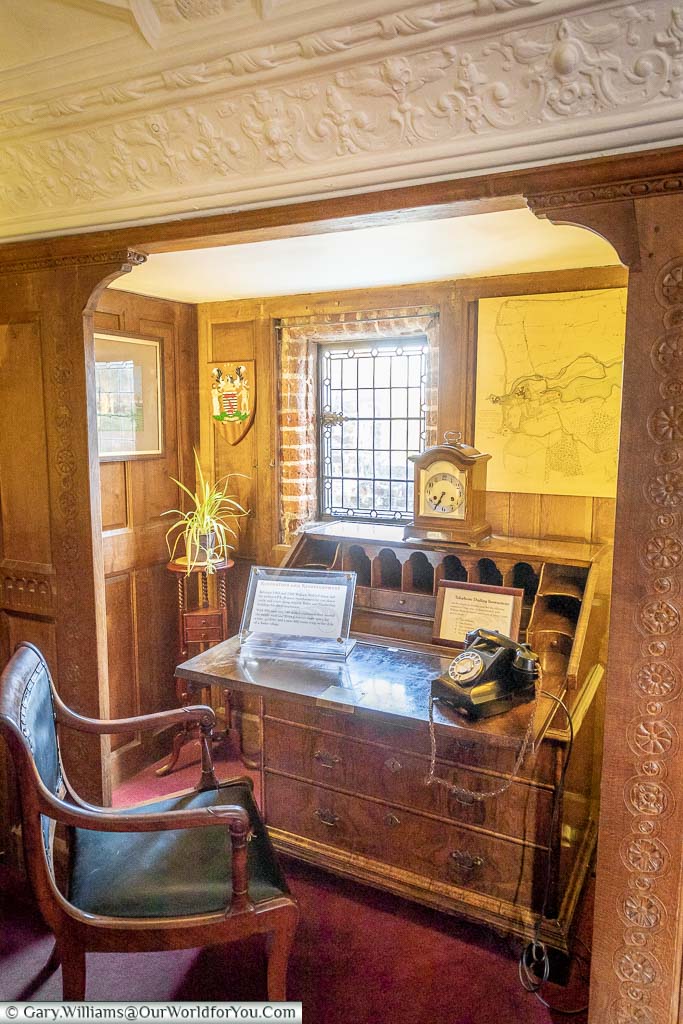 The period desk in the study at Hever Castle in Kent