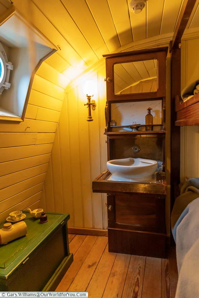 The bathroom area of the the first-class accommodation on the SS Great Britain