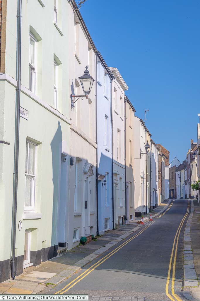 The soft pastel coloured building of Griffin Street in Deal