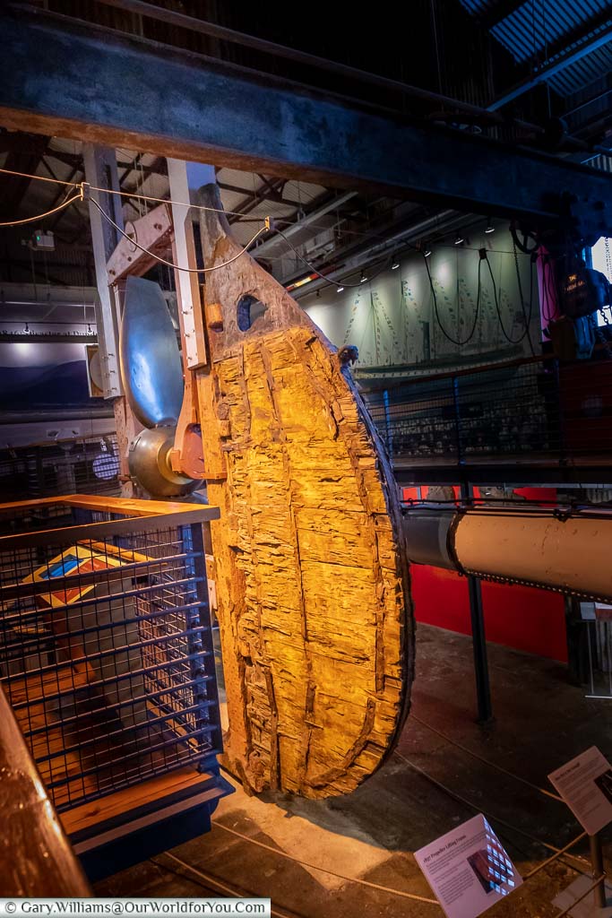 A rudder and propeller exhibit in the Dockyard Museum of the SS Great Britain