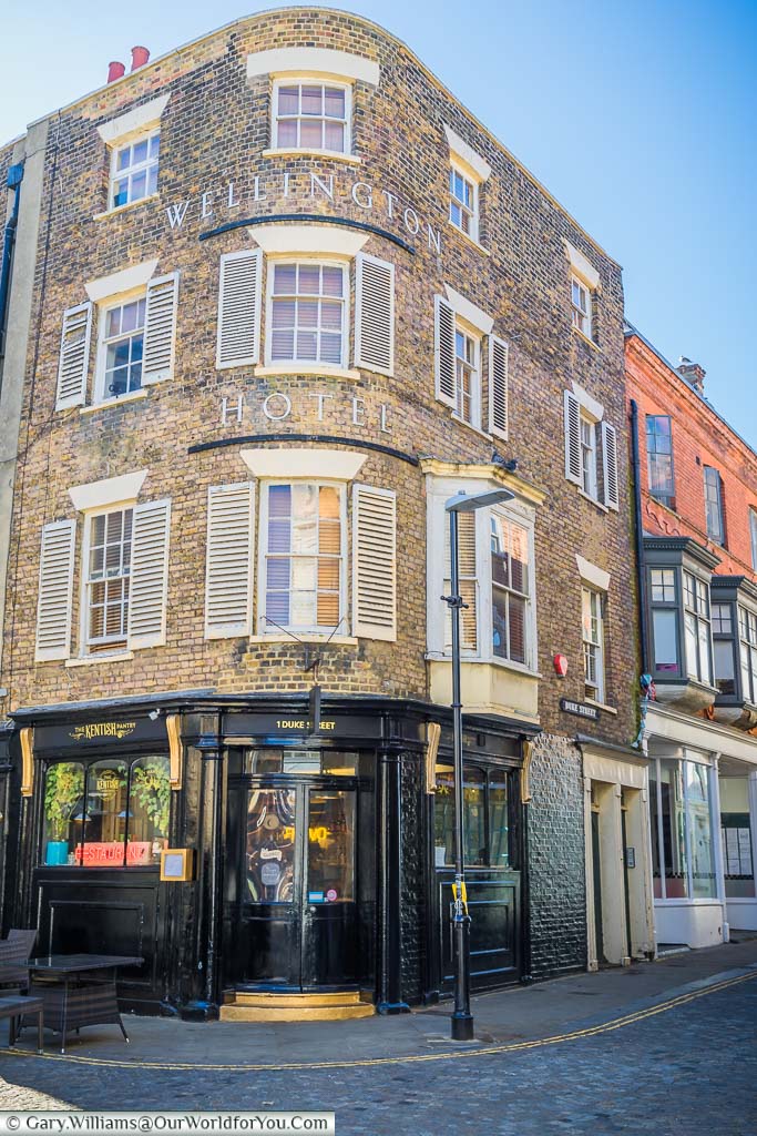 A brick-built building in Margate’s Old Town that was once the Wellington Hotel and is now home to a cafe called to Kentish pantry.