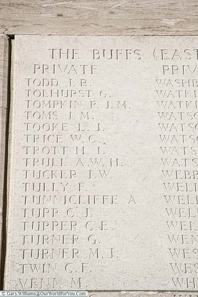 Charles E Tupper remembered on the Memorial wall of Loos Military Cemetery, France
