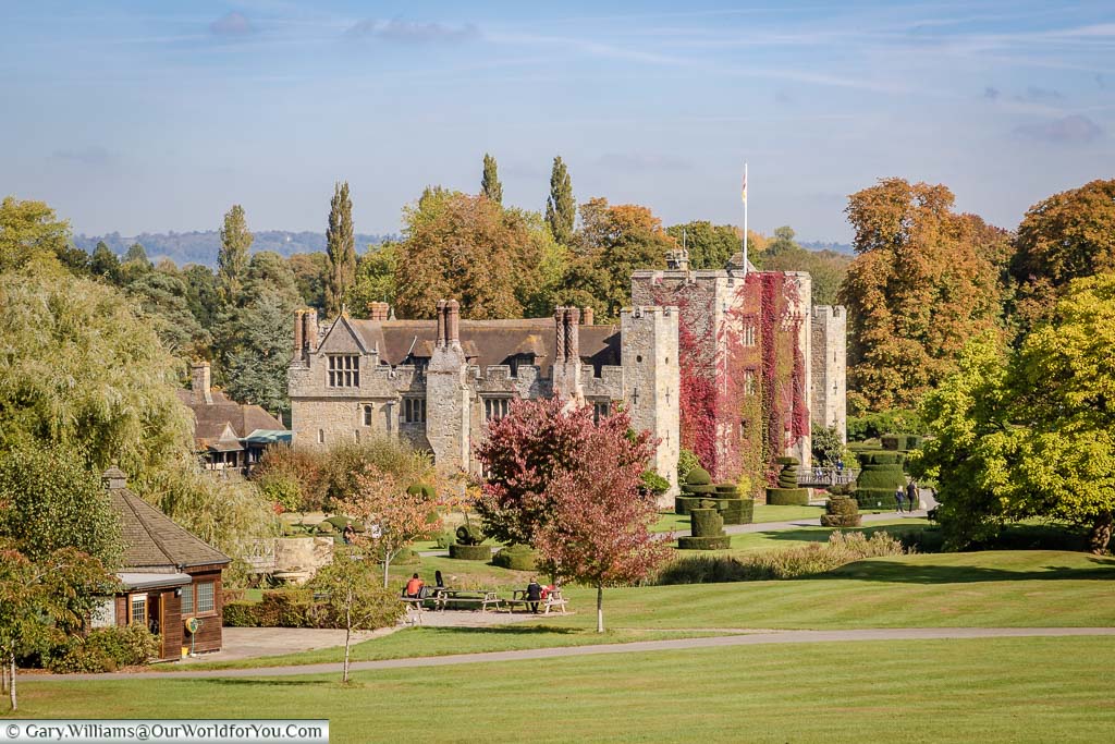 The view across the grounds to Hever Castle, as you approach from the gatehouse.