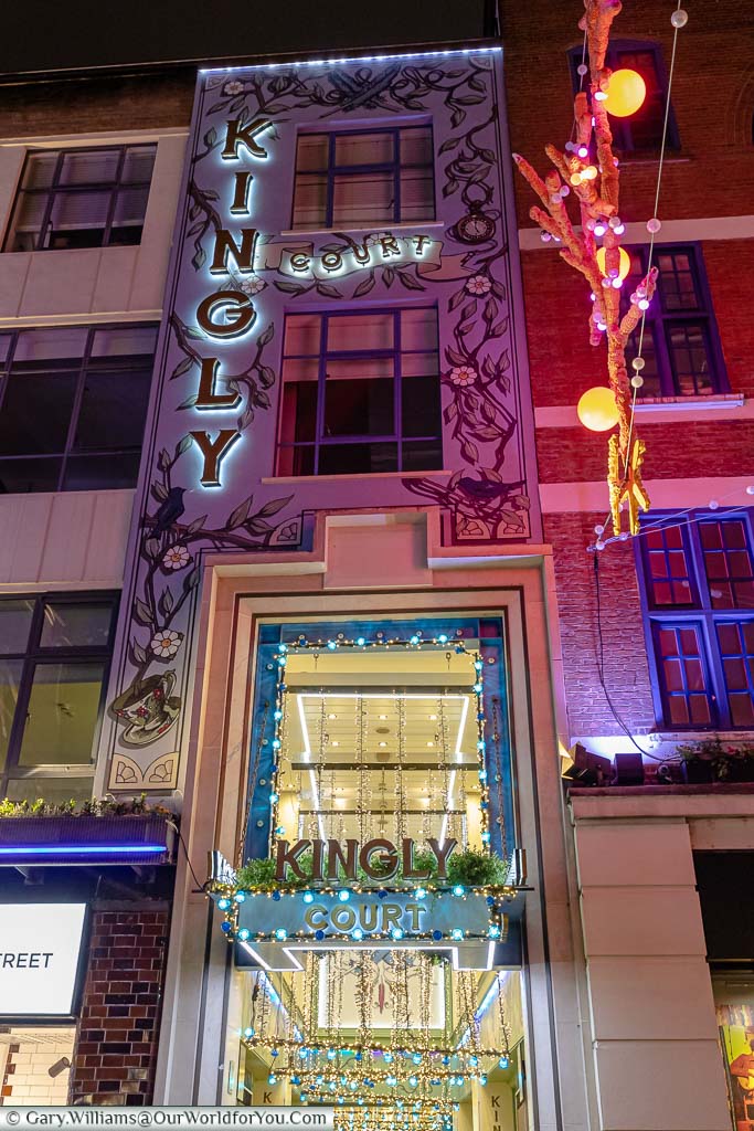 Kingly Court, off Carnaby Street beautifully decorated for Christmas