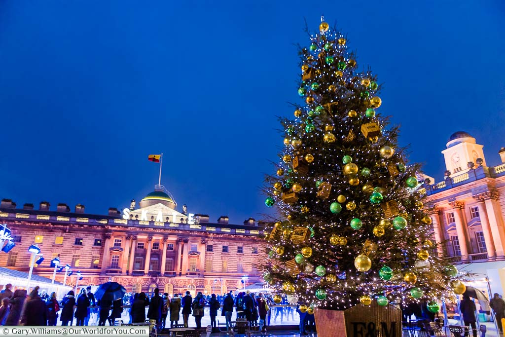 The Christmas Tree in front of Somerset House, Christmas, London, England, UK