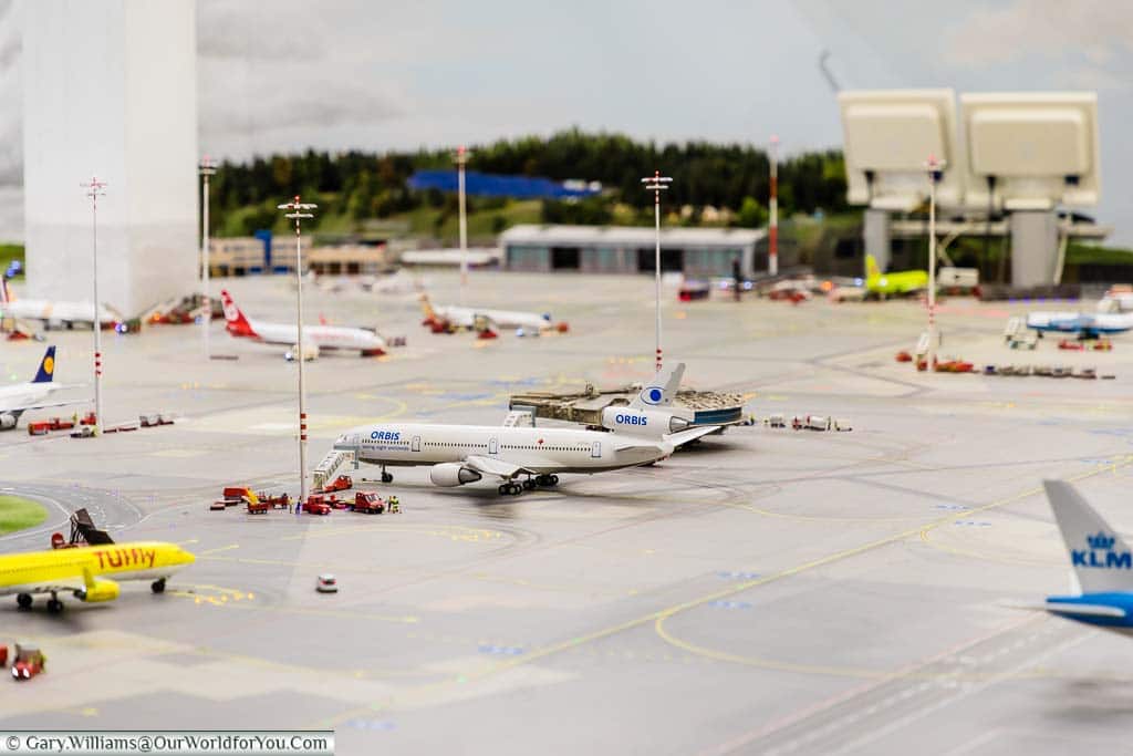 The impressive scaled-down version of an airport in Miniatur Wunderland in Hamburg's Speicherstadt district